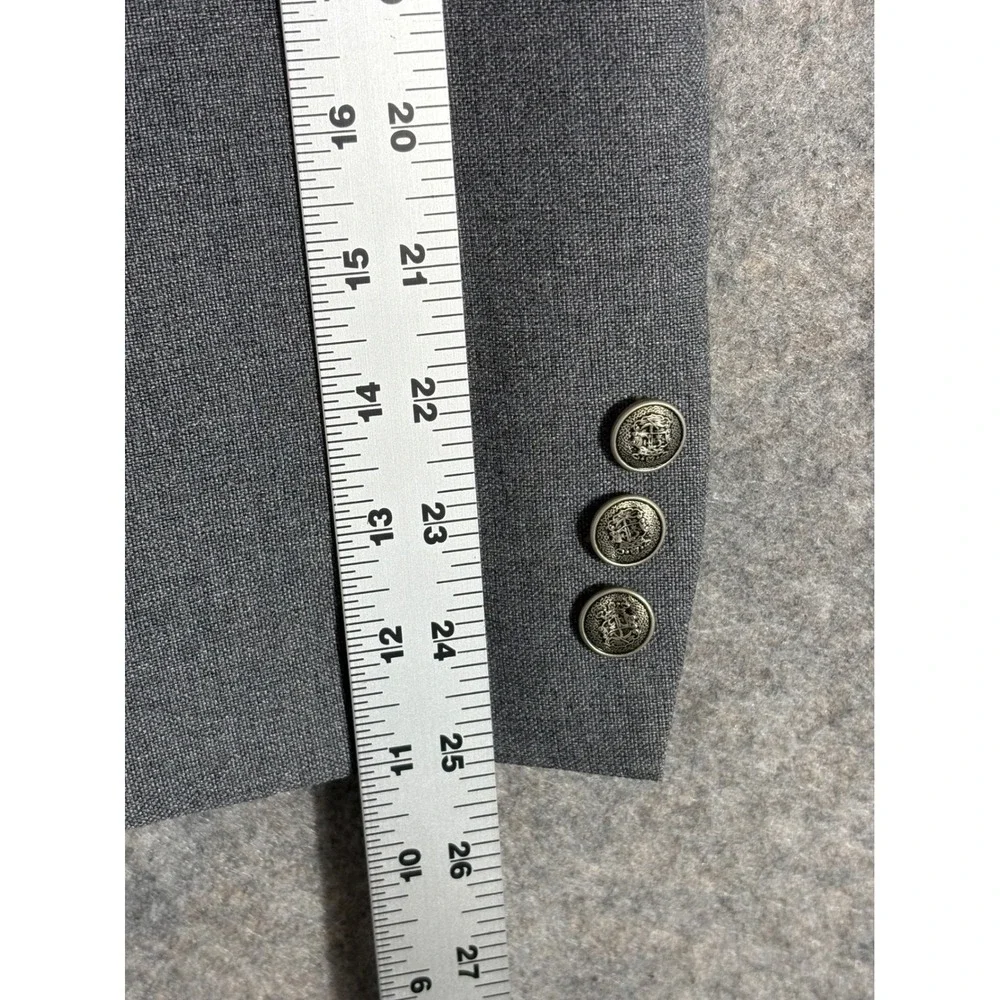 Oakmont Tailoring Mens Gray Blazer Jacket Buttons Double Breasted Formal Smart‎
